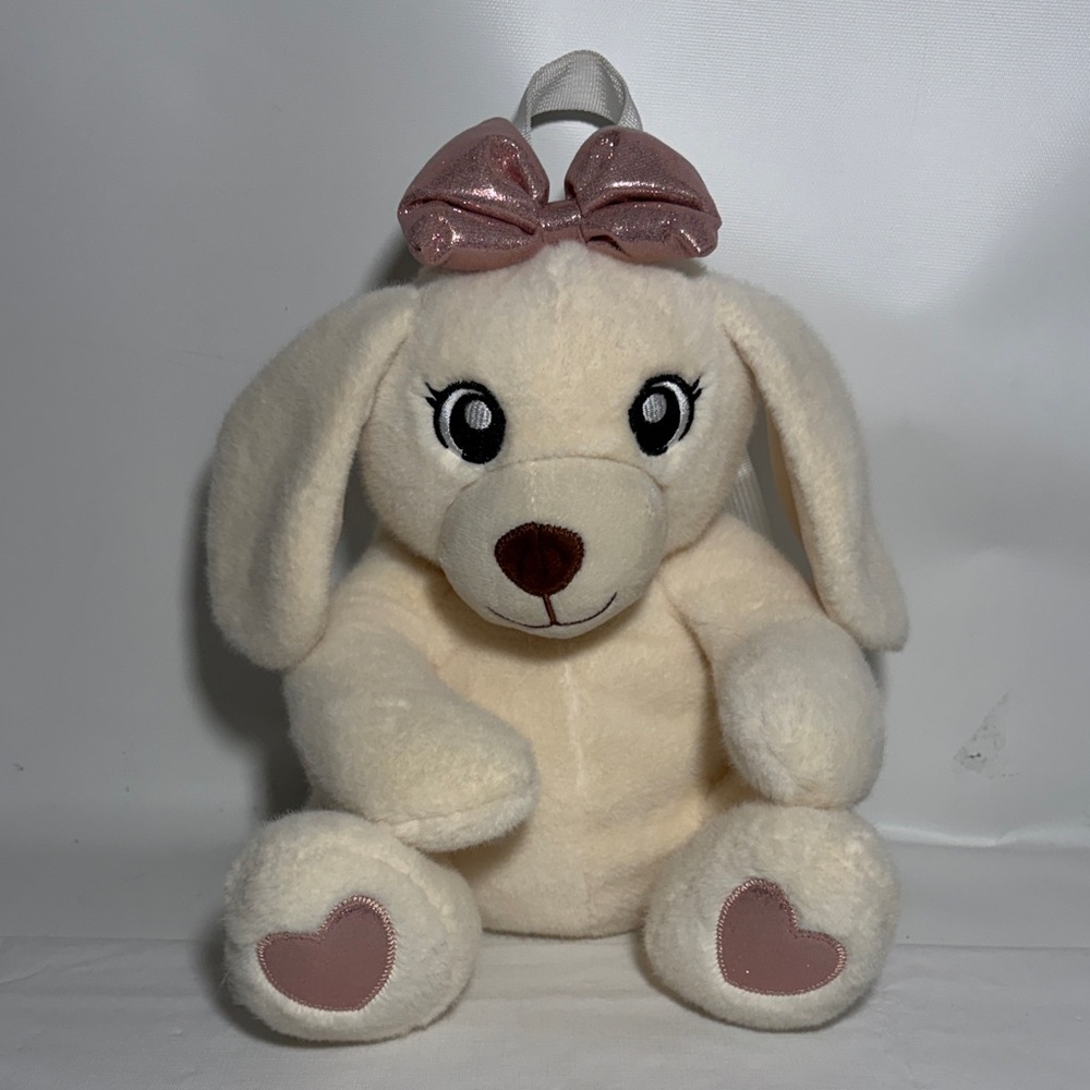 Stepping Stones Carried Away Cream Color Puppy Plush Backpack